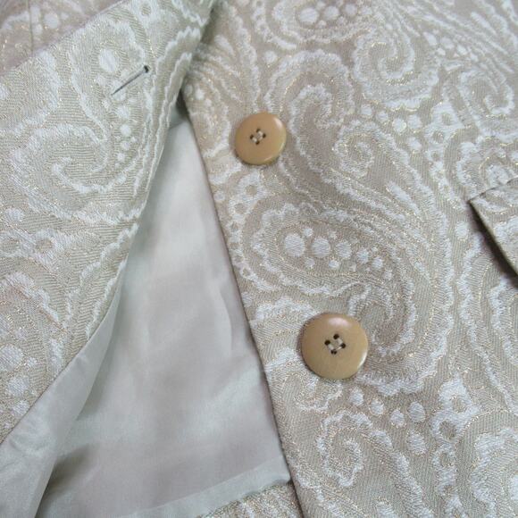 Talbots Jacket Womens Sz 8P Cream Gold Metallic Damask Church Lady Quiet Luxury - Picture 4 of 10